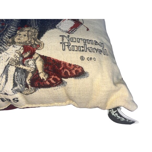 Norman Rockwell Santa's Helpers Decorative Throw Pillow 15" Holiday Christmas - Picture 3 of 6